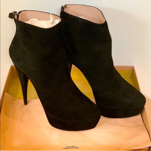 Miu Miu - Suede Platform Ankle Boots (Brand New) - Picture 3 of 8